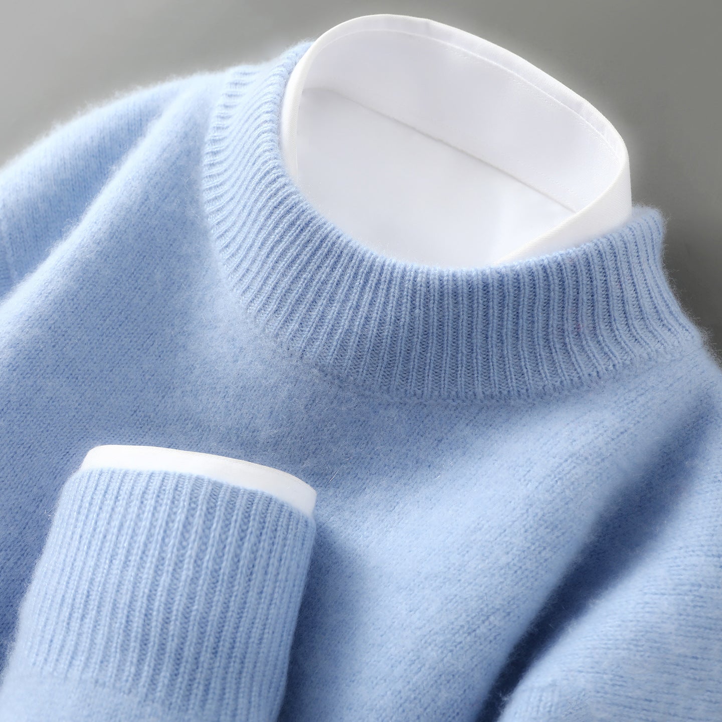 Solid-color base knitted wool sweater