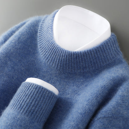 Solid-color base knitted wool sweater