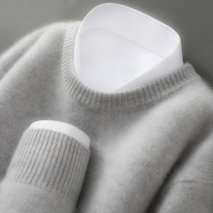 Solid-color base knitted wool sweater