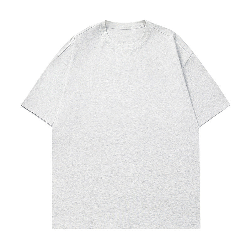 Solid-color basic round-neck T-shirt for couples, worn as an undershirt