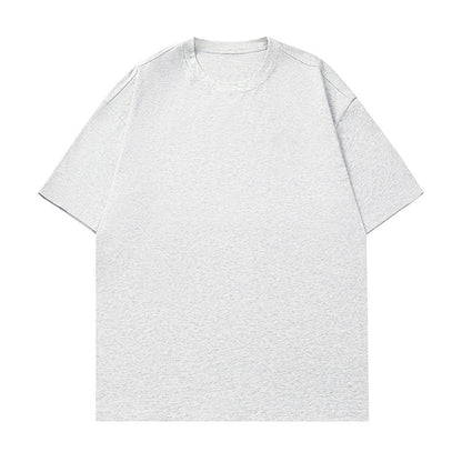 Solid-color basic round-neck T-shirt for couples, worn as an undershirt