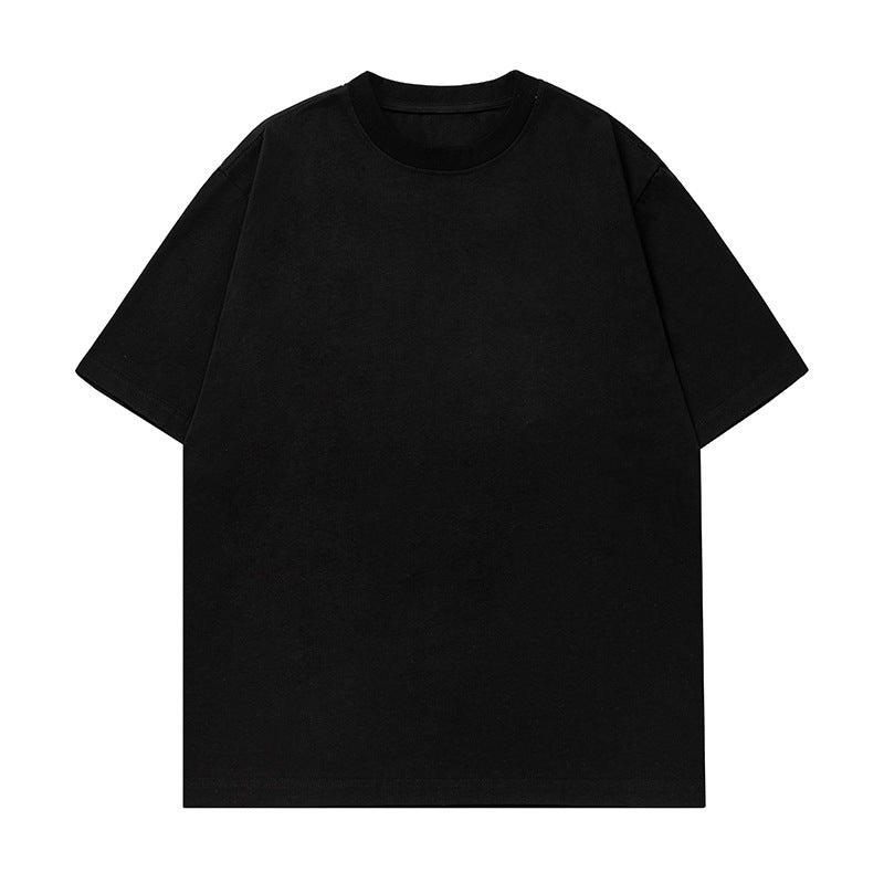 Solid-color basic round-neck T-shirt for couples, worn as an undershirt