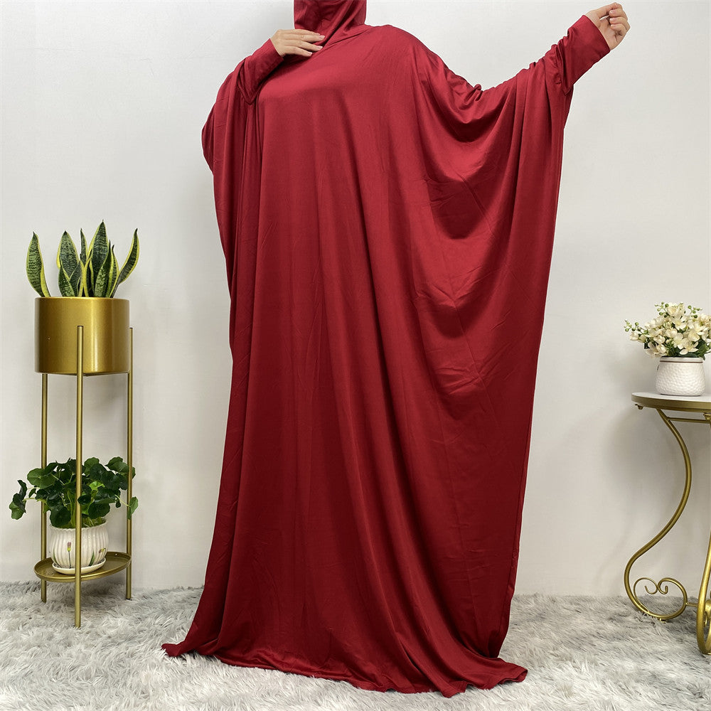Solid-color batwing robe