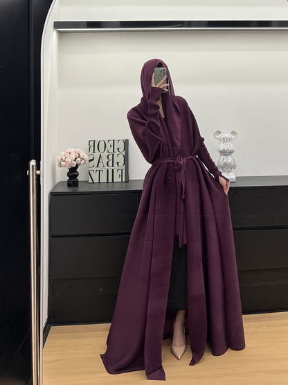 Solid color batwing sleeve loose coat