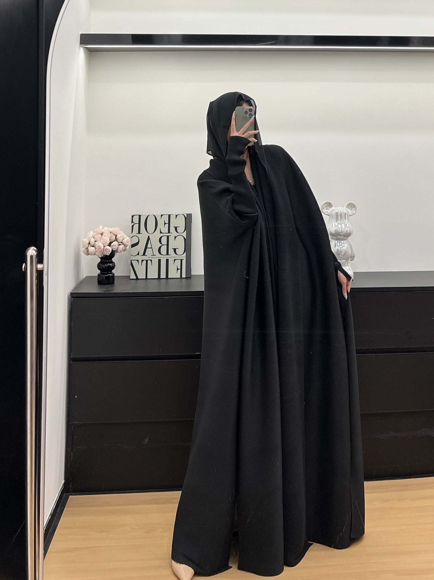 Solid color batwing sleeve loose coat