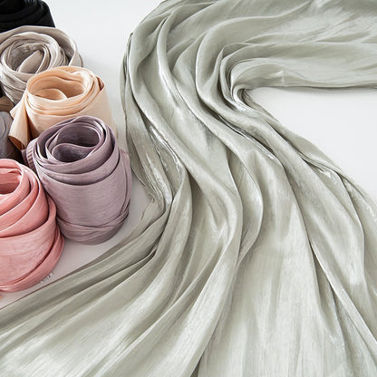 Solid-color breathable chiffon long scarf
