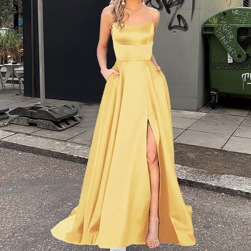 Solid Color Bridesmaid Long Dress