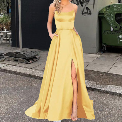 Solid Color Bridesmaid Long Dress