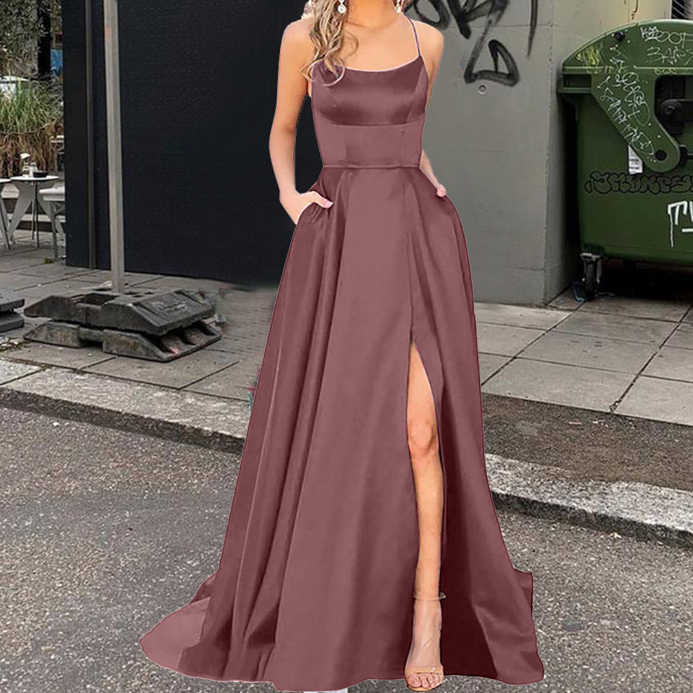 Solid Color Bridesmaid Long Dress