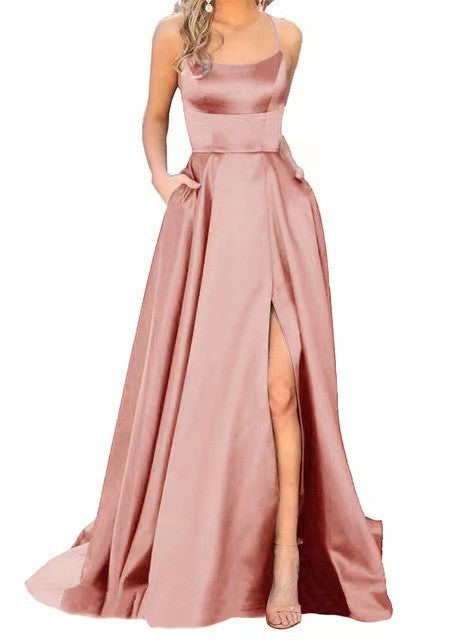 Solid Color Bridesmaid Long Dress