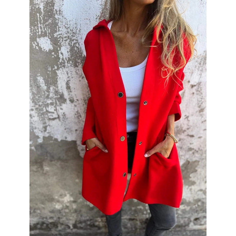 Solid Color Casual Hooded Jacket