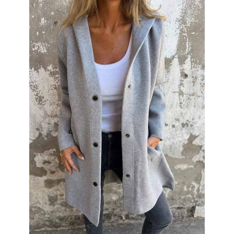 Solid Color Casual Hooded Jacket