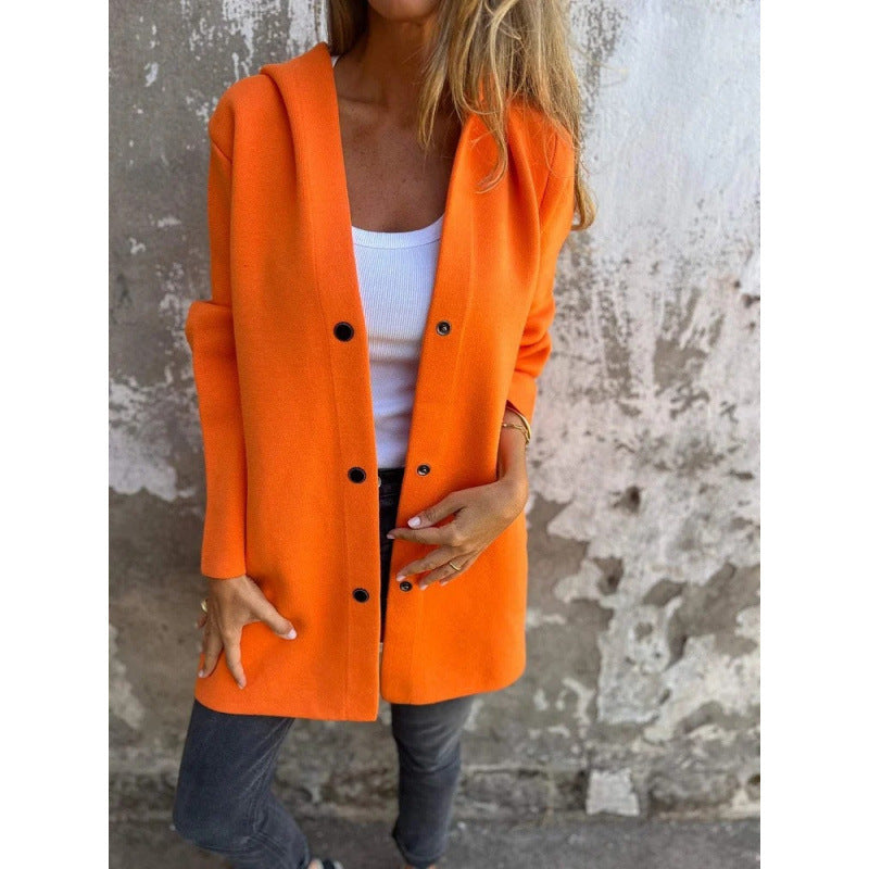 Solid Color Casual Hooded Jacket