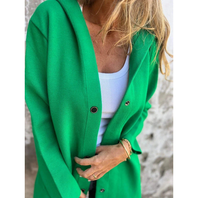 Solid Color Casual Hooded Jacket