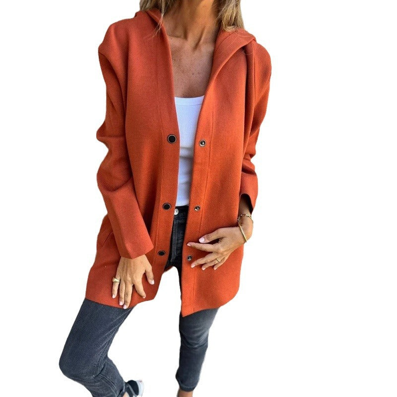 Solid Color Casual Hooded Jacket