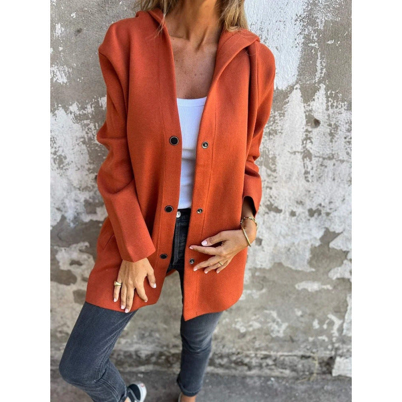 Solid Color Casual Hooded Jacket