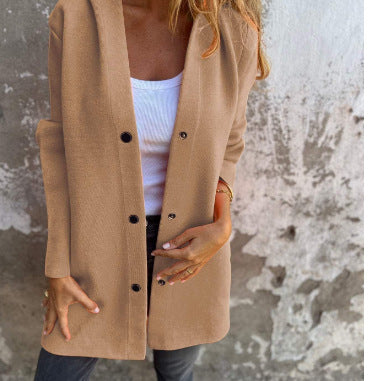 Solid Color Casual Hooded Jacket