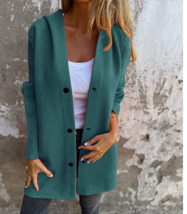 Solid Color Casual Hooded Jacket