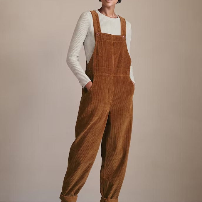 Solid color casual pocket overalls