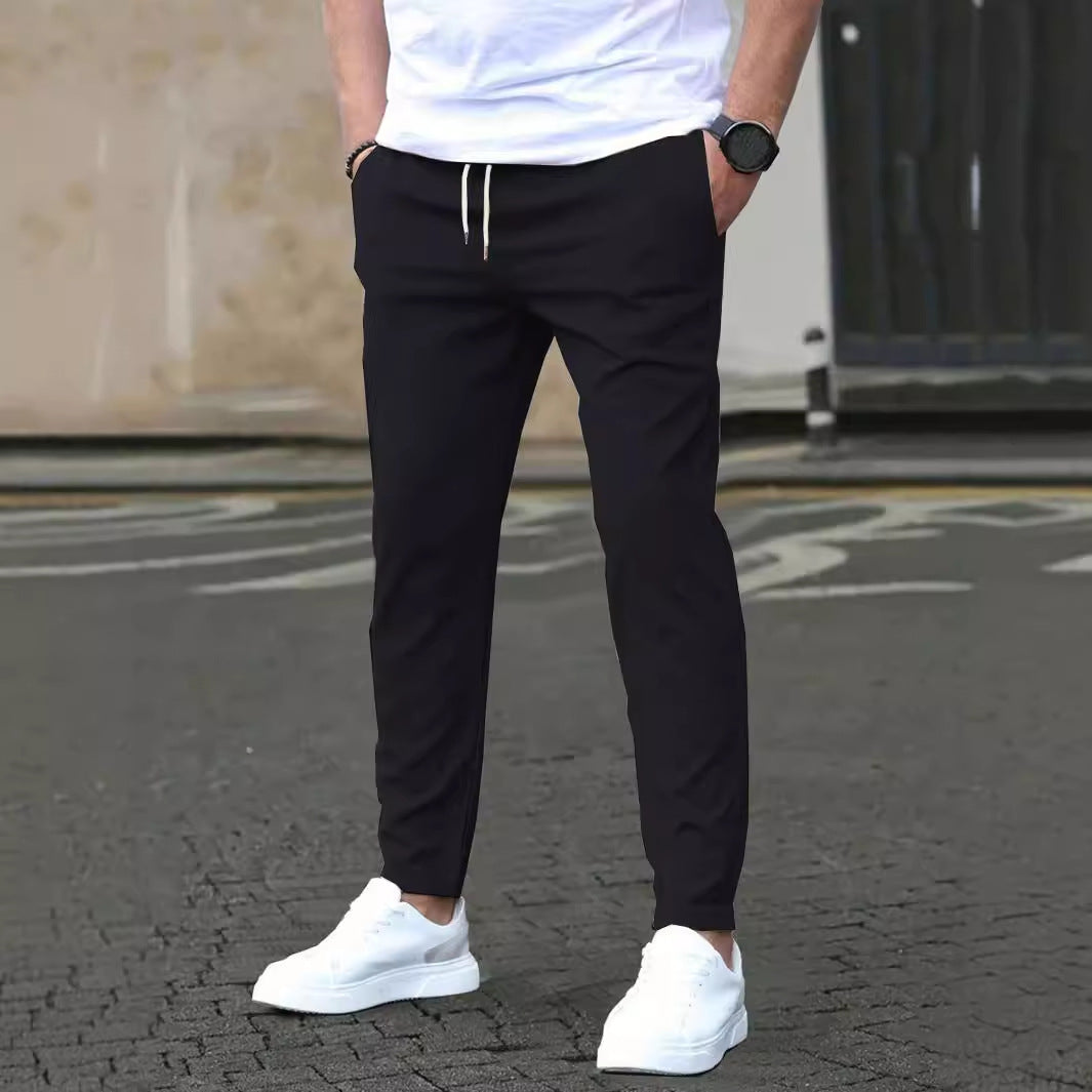 Solid-color casual pocket pants