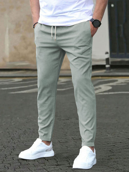 Solid-color casual pocket pants