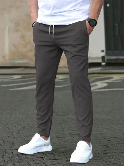 Solid-color casual pocket pants