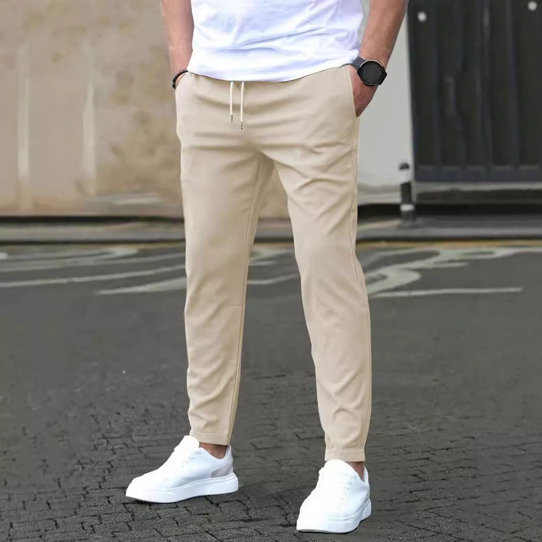 Solid-color casual pocket pants