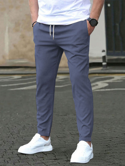 Solid-color casual pocket pants