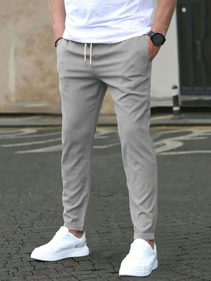 Solid-color casual pocket pants