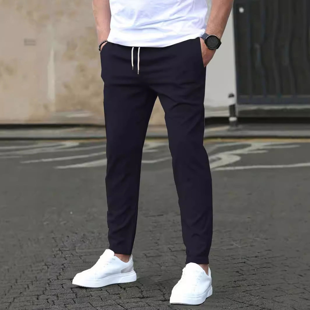 Solid-color casual pocket pants