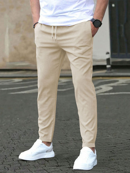 Solid-color casual pocket pants