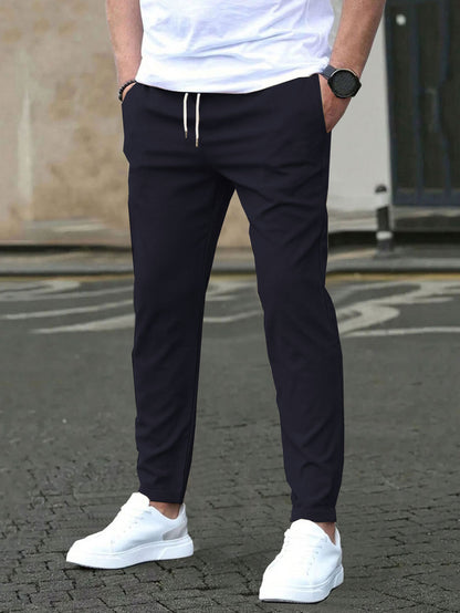 Solid-color casual pocket pants