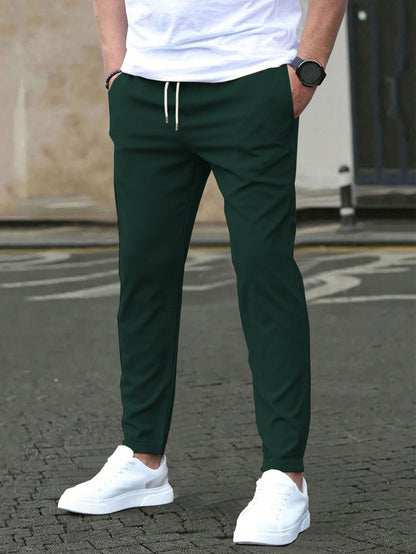 Solid-color casual pocket pants