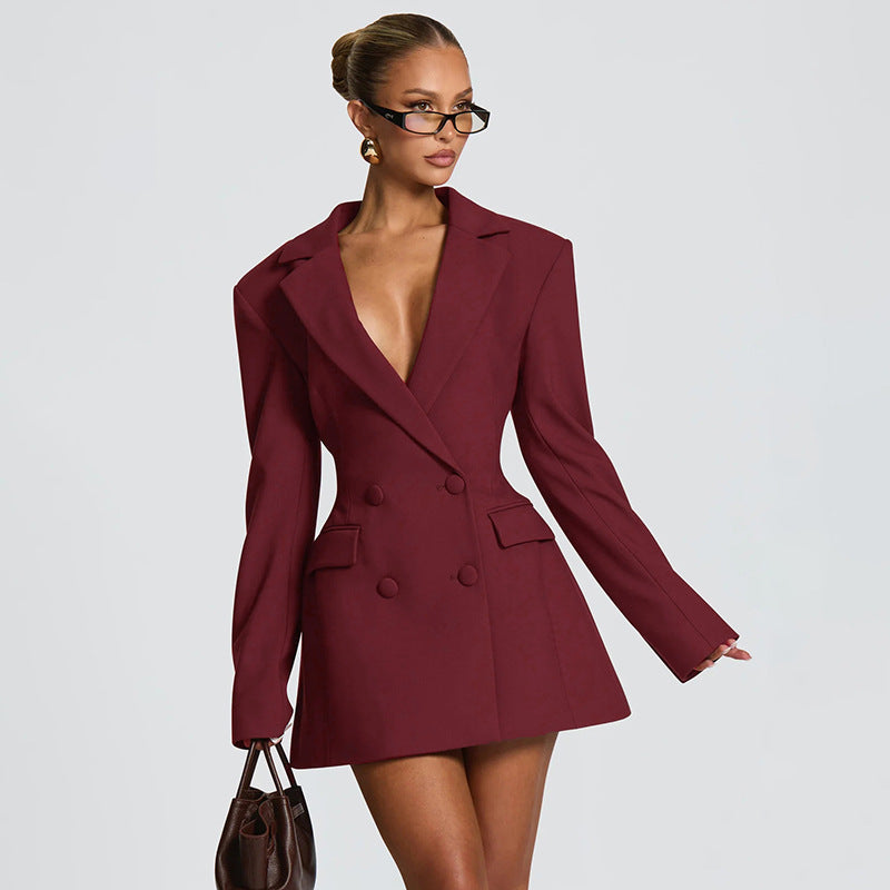 Solid color casual slim fit suit