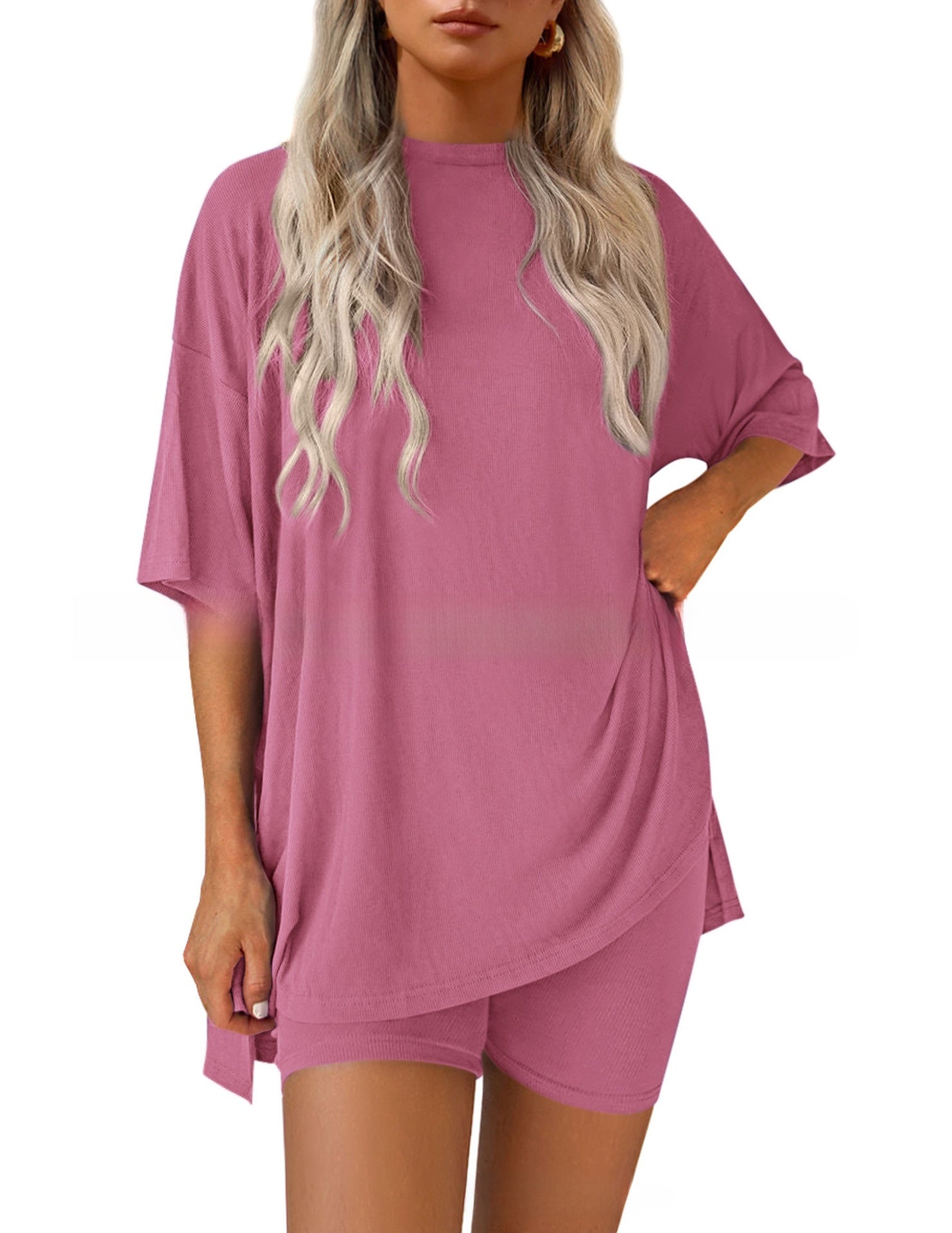 Solid-color casual suit