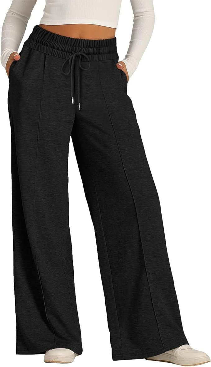 Solid-color casual wide-leg pants