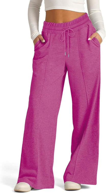 Solid-color casual wide-leg pants