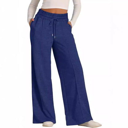 Solid-color casual wide-leg pants