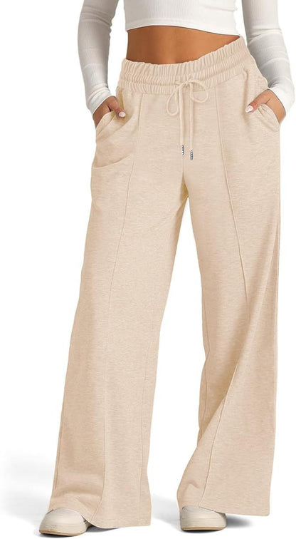Solid-color casual wide-leg pants