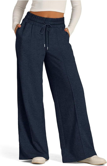Solid-color casual wide-leg pants