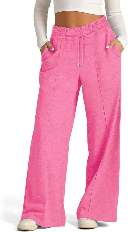 Solid-color casual wide-leg pants