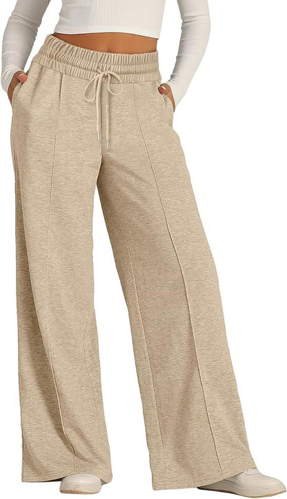 Solid-color casual wide-leg pants