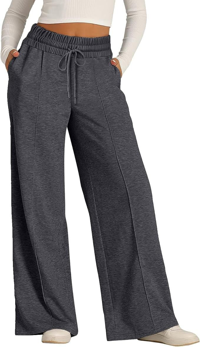 Solid-color casual wide-leg pants