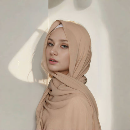Solid-color chiffon headscarf for women