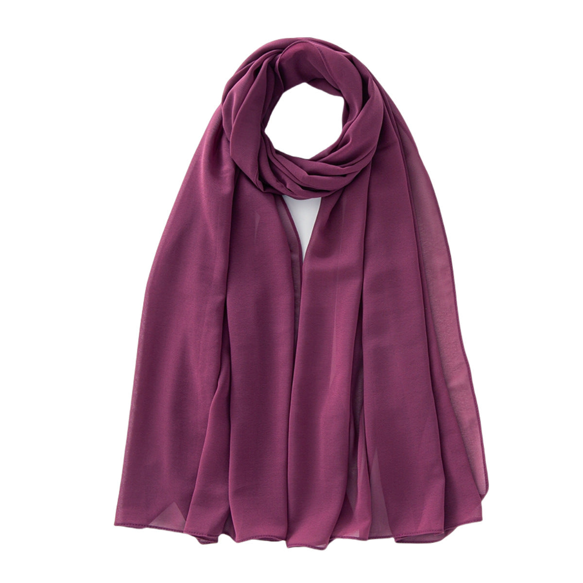 Solid-color chiffon headscarf for women