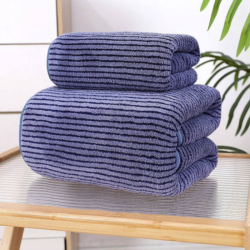 Solid Color Coral Fleece Towel Set - Quick Dry Bath and Beach Towel