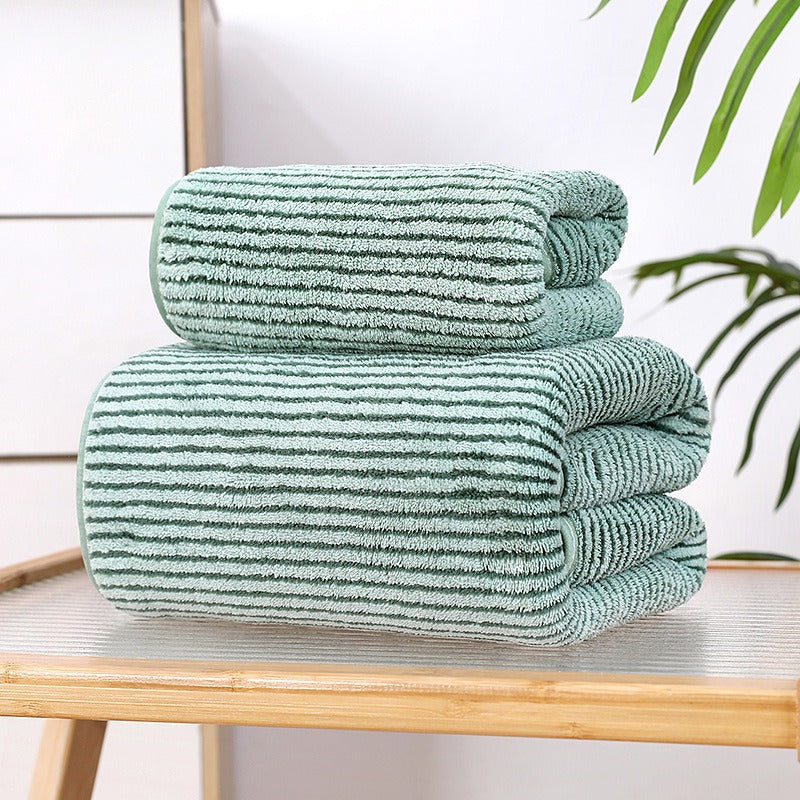 Solid Color Coral Fleece Towel Set - Quick Dry Bath and Beach Towel