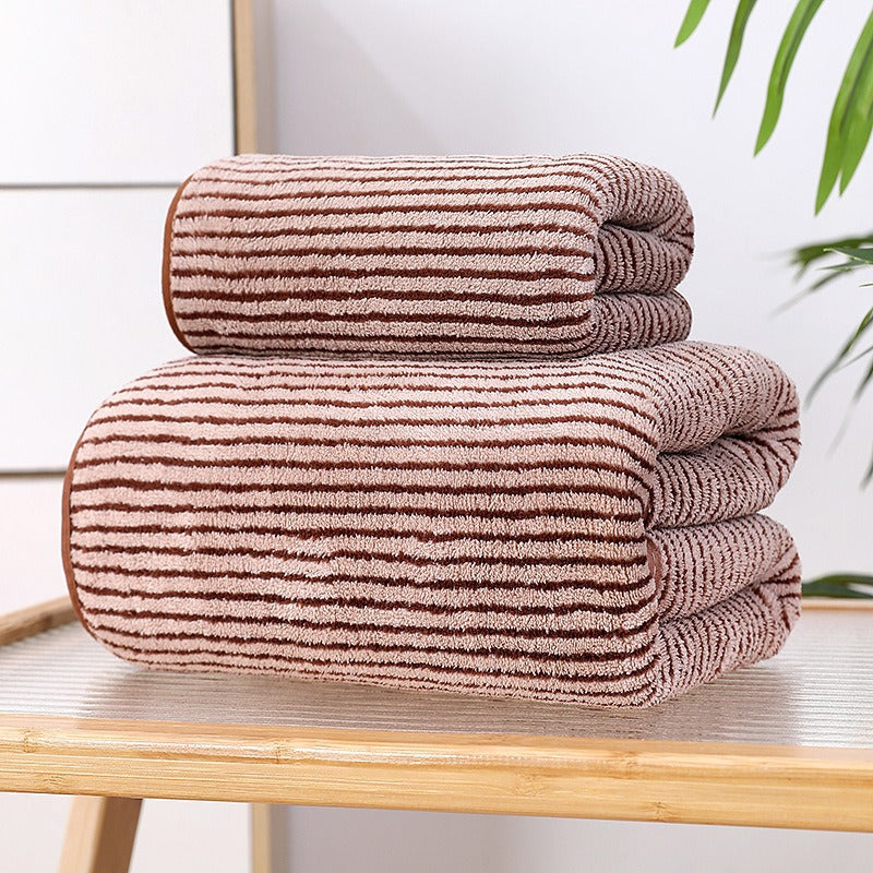 Solid Color Coral Fleece Towel Set - Quick Dry Bath and Beach Towel