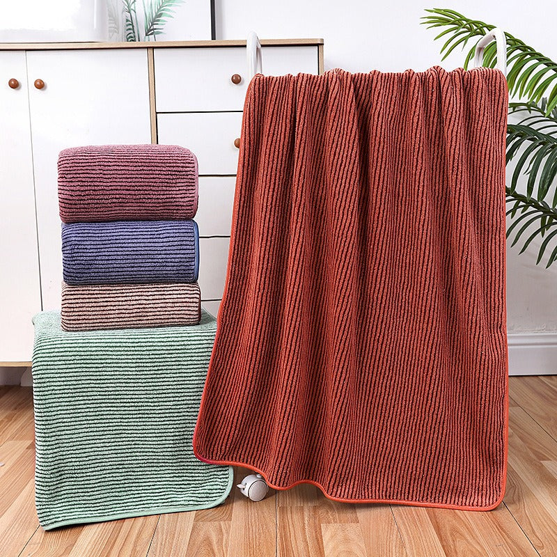 Solid Color Coral Fleece Towel Set - Quick Dry Bath and Beach Towel
