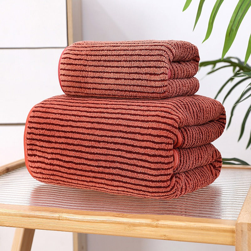 Solid Color Coral Fleece Towel Set - Quick Dry Bath and Beach Towel